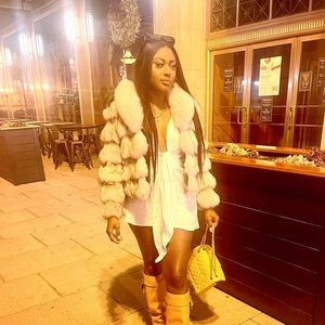 White fox fur coat, size small